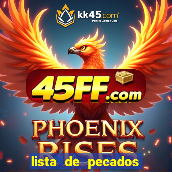 lista de pecados para confessar